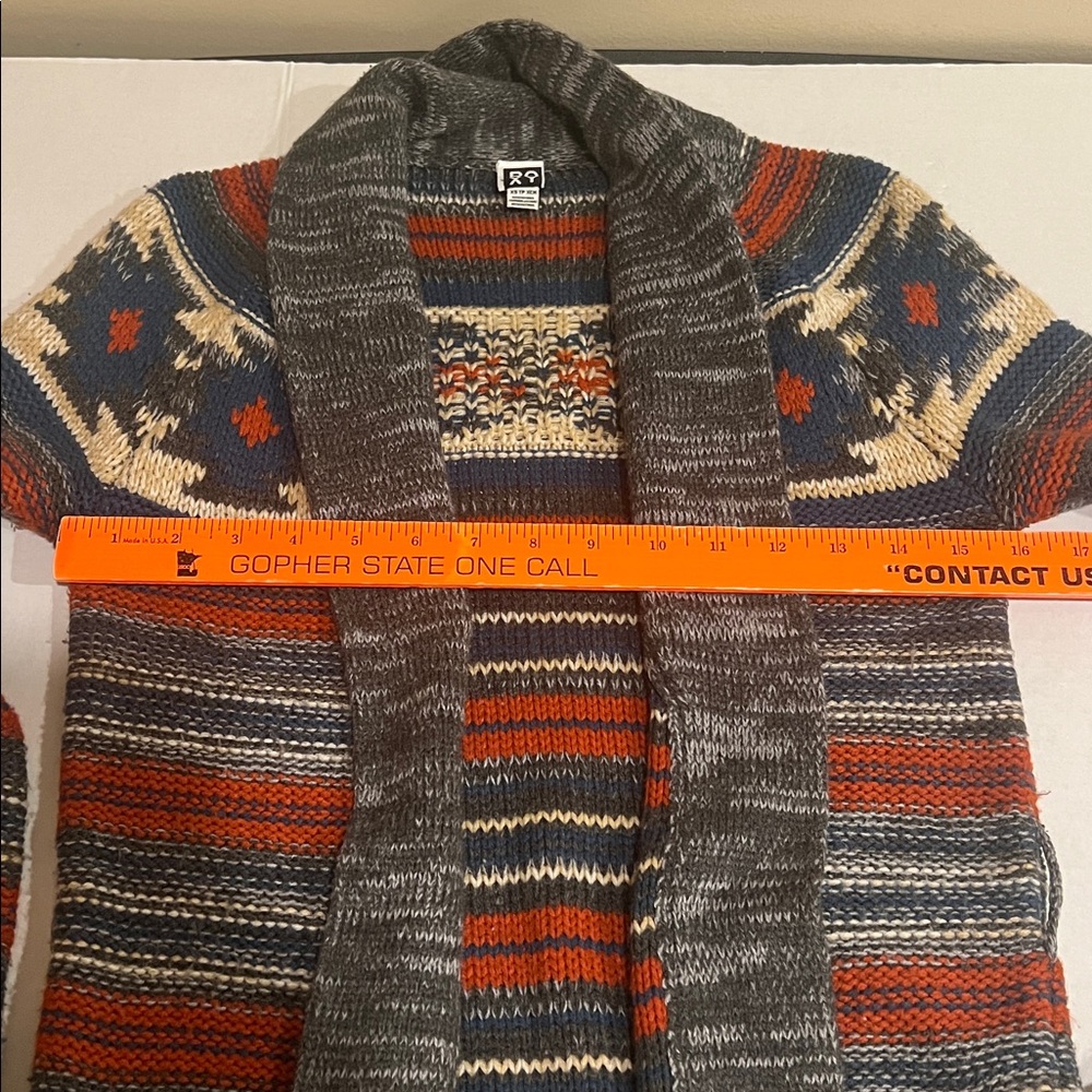 Roxy Womens Open Front Aztec Print Striped Knit Sweater Cardigan Southwestern XS - Picture 10 of 16